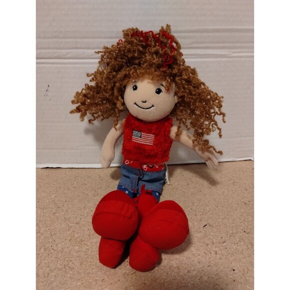 Vanessa Manhattan Toy Plush Doll Curly Hair Red Outfit Denim Pants Red Boots 12" - Picture 3 of 5